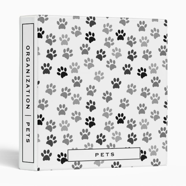 Puppy Dog Paw Print Pattern | Pet Records Binder (Front/Spine)