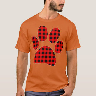 Puppy dog Paw Print Red Plaid Matching Buffalo Fam T-Shirt