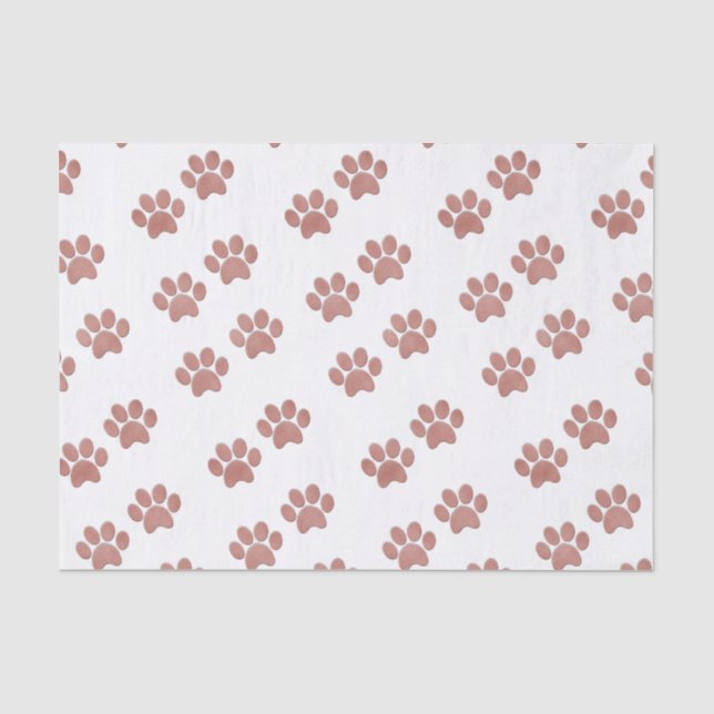 Puppy Dog Paw Prints Trendy Rose Gold Tissue Paper (Front)
