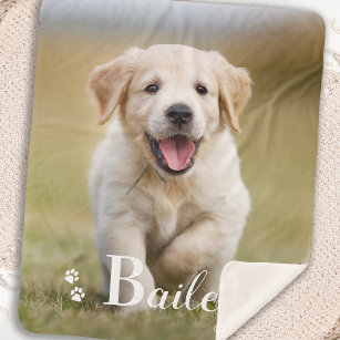 Puppy Dog Personalized Pet Golden Retriever Photo Sherpa Blanket