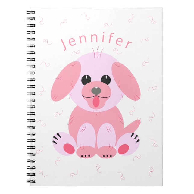 Puppy Dog Pink Personalized Cartoon Simple Notebook (Front)