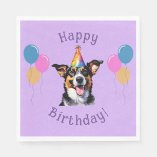 Puppy Dog Purple Birthday Paw-ty Napkin