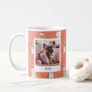 Puppy Dog Santa Pattern 2 Photo Holiday Red Mug