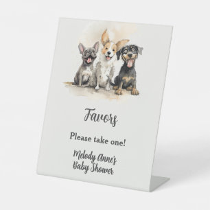 Puppy Dog Tails Boy Baby Shower Favours Pedestal Sign