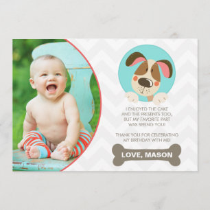 Puppy Dog Thank You Card Photo Paw-Ty Paw Tie Boy