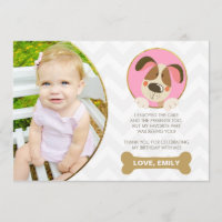 Puppy Dog Thank You Card Photo Paw-Ty Paw Tie Girl