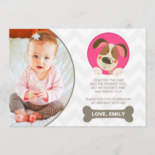 Puppy Dog Thank You Card Photo Paw-Ty Paw Tie Girl