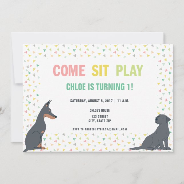 Puppy Dog Theme Birthday Party Invitation (Front)