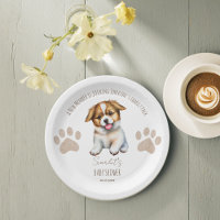 Puppy dog themed baby shower table decor