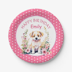 Puppy Dog Themed Personalized Birthday Paper Plate