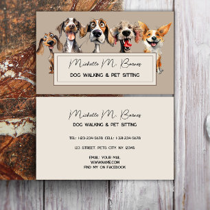 Puppy Dog Walker Sitter Modern Professional  Business Card
