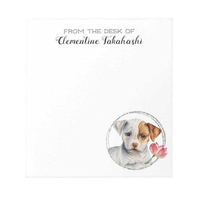 Puppy Dog Watercolor Art Personalized Notepad (Front)