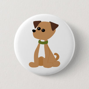 Puppy Doggie in Green 2 Inch Round Button