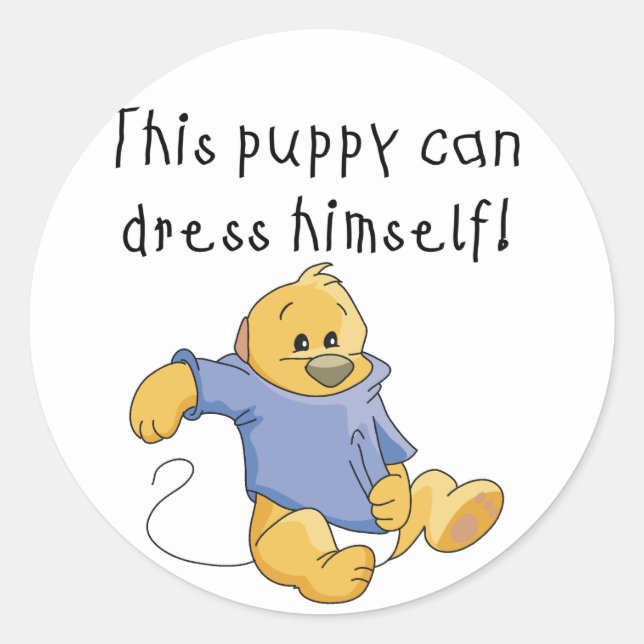 Puppy Dress Up Tshirts and Gifts Classic Round Sticker (Front)