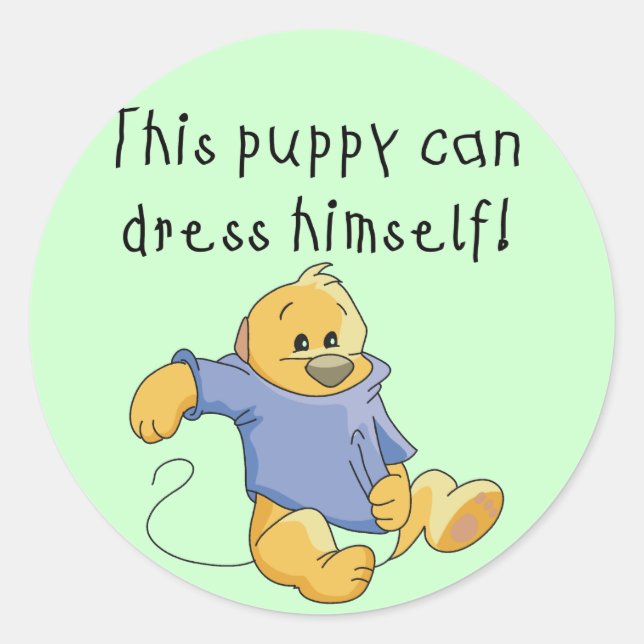 Puppy Dress Up Tshirts and Gifts Classic Round Sticker (Front)