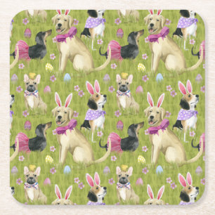 Puppy Easter Collection Square Paper Coaster
