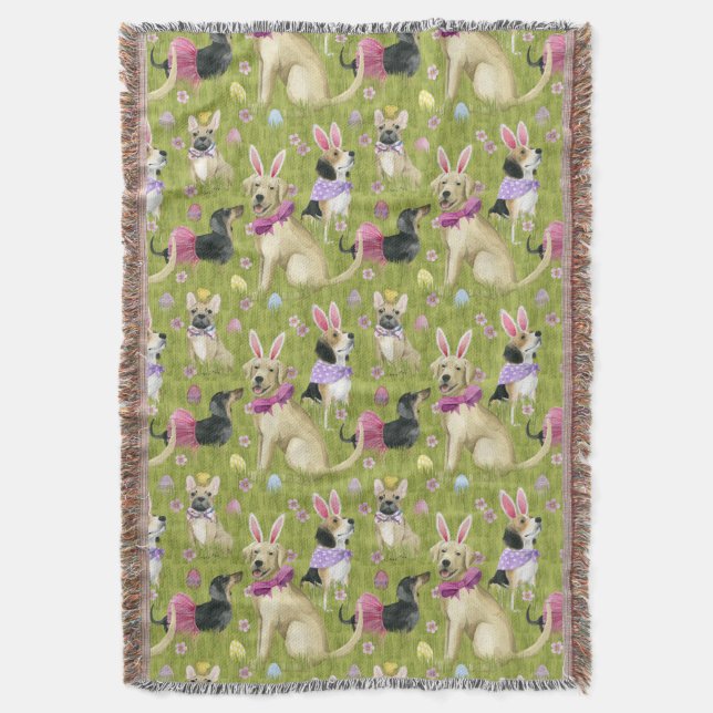 Puppy Easter Collection Throw Blanket (Front Vertical)