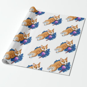 Puppy enjoys Christmas Wrapping Paper