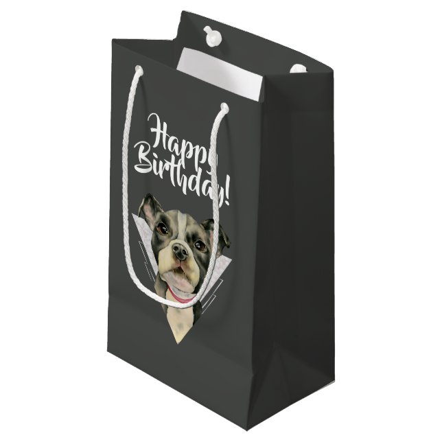 Puppy Eyes Happy Birthday Small Gift Bag (Front Angled)