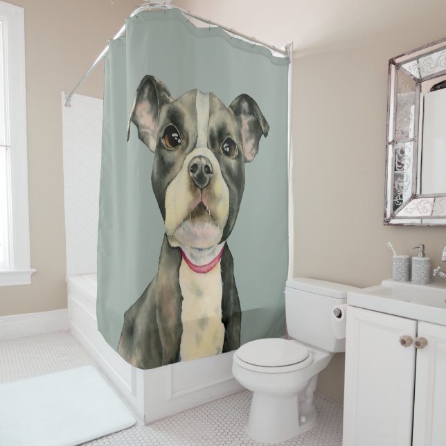 "Puppy Eyes" Pit Bull Dog Watercolor Painting (In Situ)