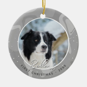 Puppy First Christmas Border Collie Dog Photo Ceramic Ornament