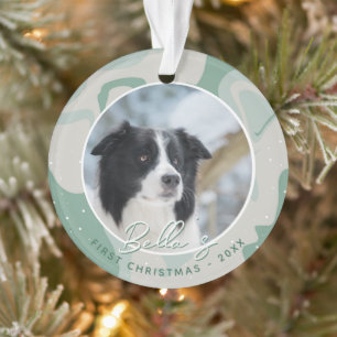 Puppy First Christmas Border Collie Dog Photo  Ornament