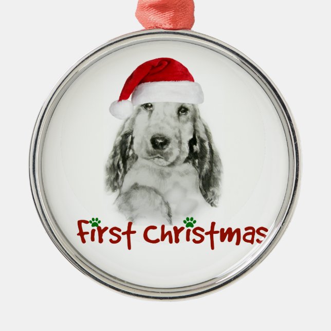 Puppy First Christmas Metal Ornament (Front)