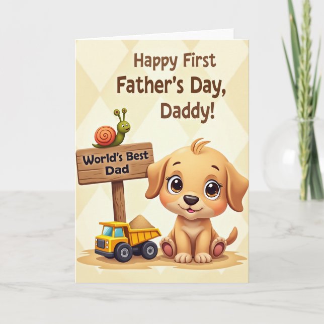 Puppy First Fathers Day Card (Front)