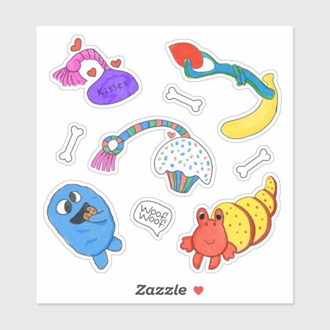 Puppy Friend Dog Toy Sticker Sheet (Feuille)