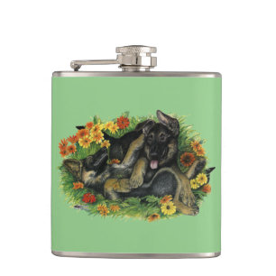 Puppy Garden Hip Flask