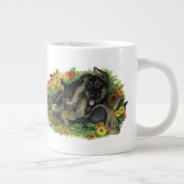 Puppy Garden Large Coffee Mug (Right)