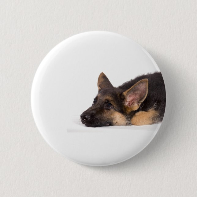 puppy german sheperd 2 inch round button (Front)
