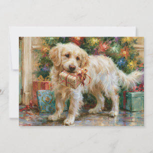 Puppy Golden Retriever Dog Christmas Gift Holiday Card