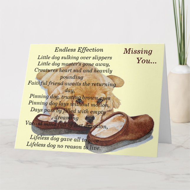 puppy golden retriever dog portrait missing you card (Front)
