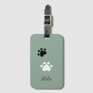 Puppy Heart Paws Monogrammed Luggage Tag