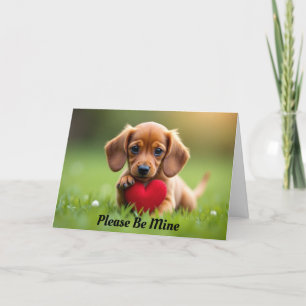 Puppy Holding A Heart Valentine Card