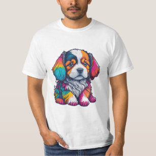Puppy Illustration With Bold Vivid Colour  T-Shirt