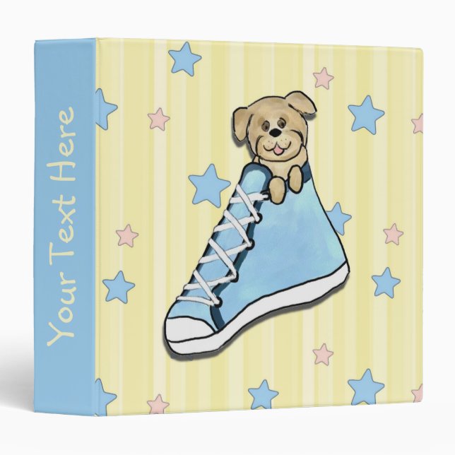 Puppy in a Blue Shoe Scrapbook Binder (Front/Spine)