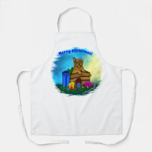 Puppy in A Box , Merry Xmas Apron