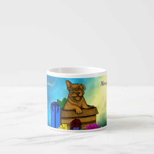 Puppy in A Box , Merry Xmas Espresso Cup (Front)