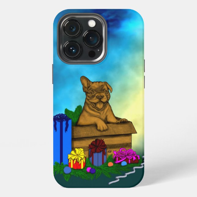 Puppy in A Box , Merry Xmas iPhone Case (Back)