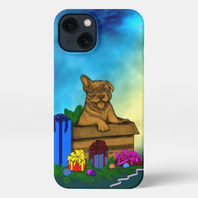 Puppy in A Box , Merry Xmas iPhone Case (Back)