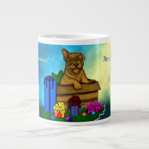 Puppy in A Box , Merry Xmas Large Coffee Mug