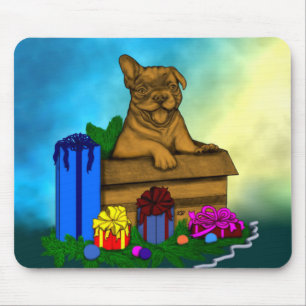 Puppy in A Box , Merry Xmas Mouse Pad