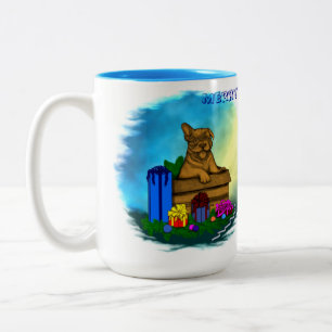 Puppy in A Box , Merry Xmas Two-Tone Coffee Mug