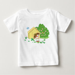 puppy in a kennel and a bone in a bowl baby T-Shirt