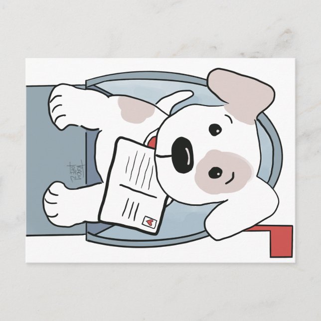 Puppy in a Mailbox postcard (Front)