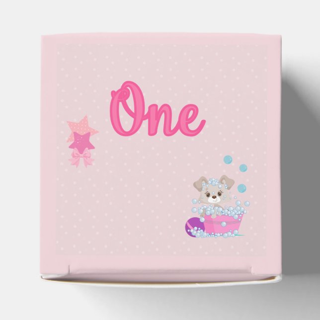 Puppy in Bath One Year Old Girl Birthday Favor Box (Top)