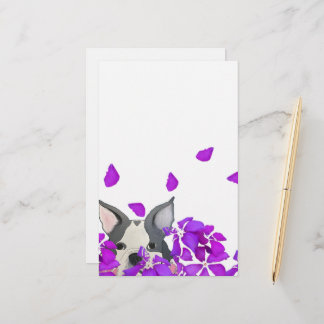 Puppy in blossoms stationery