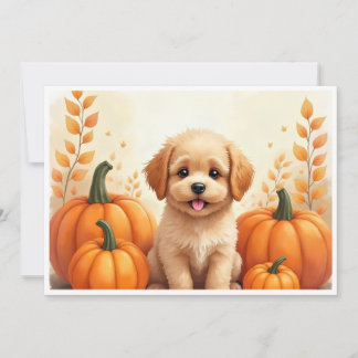 Puppy In Pumpkin Patch Invitation